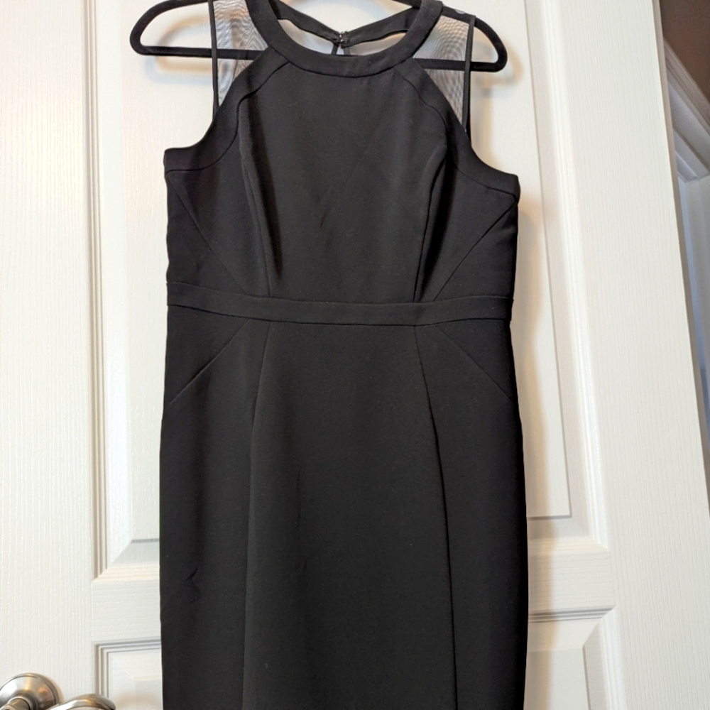 NWT- WHBM Black Cocktail Sheath With Mesh - Size 12P